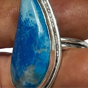 925 Sterling Silver Blue Howlite Handmade Ring Vintage Estate Size 7.75 2/$50